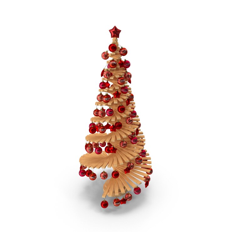 PSD un árbol de navidad hecho de cuentas rojas y doradas