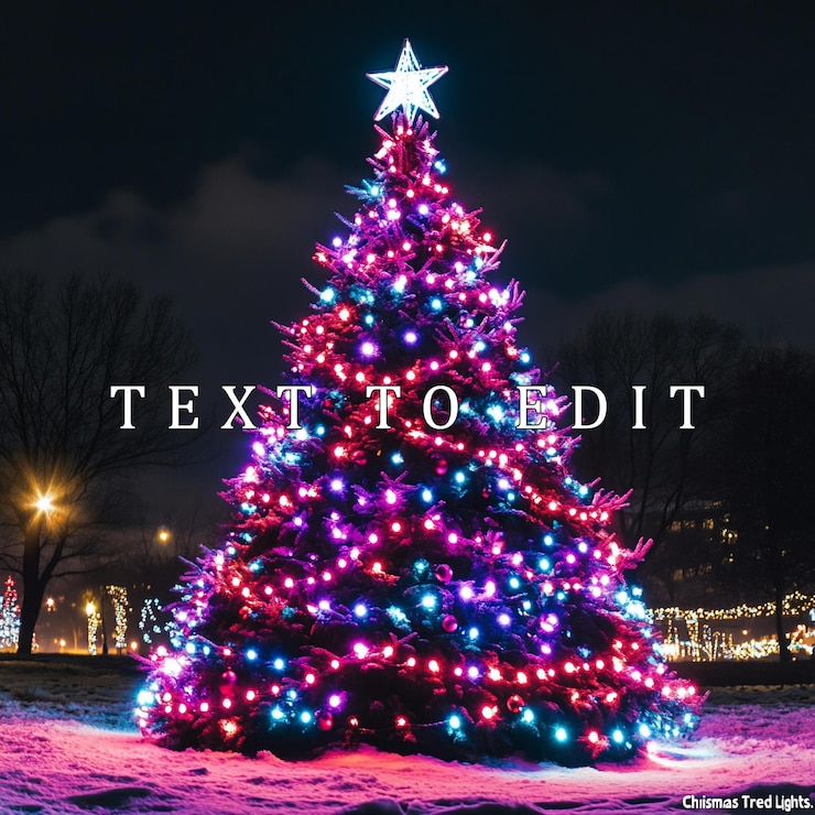 PSD árbol de navidad iluminado por la noche con luces rosadas, púrpuras y azules