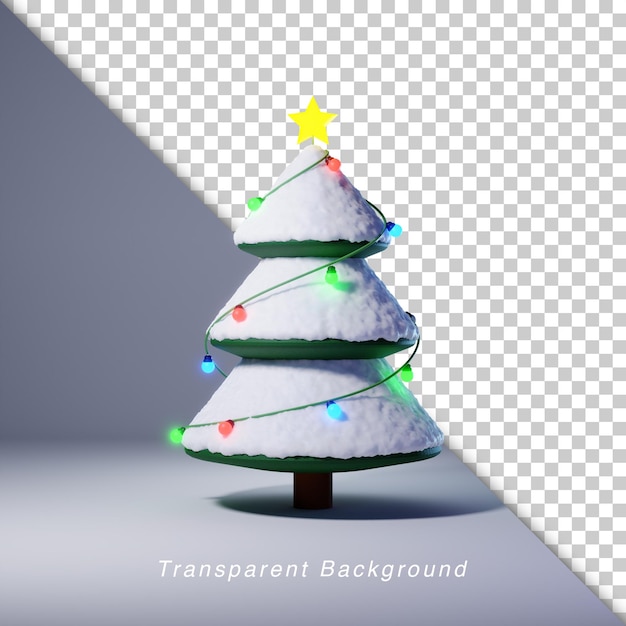 Árbol de navidad de ilustración 3d con estrella brillante y lámpara