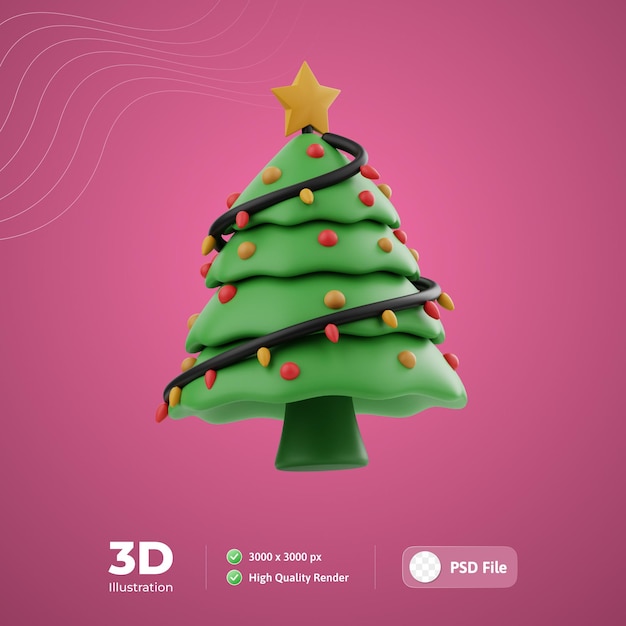 PSD Árbol de navidad ilustración 3d para infografía de aplicación web, etc.