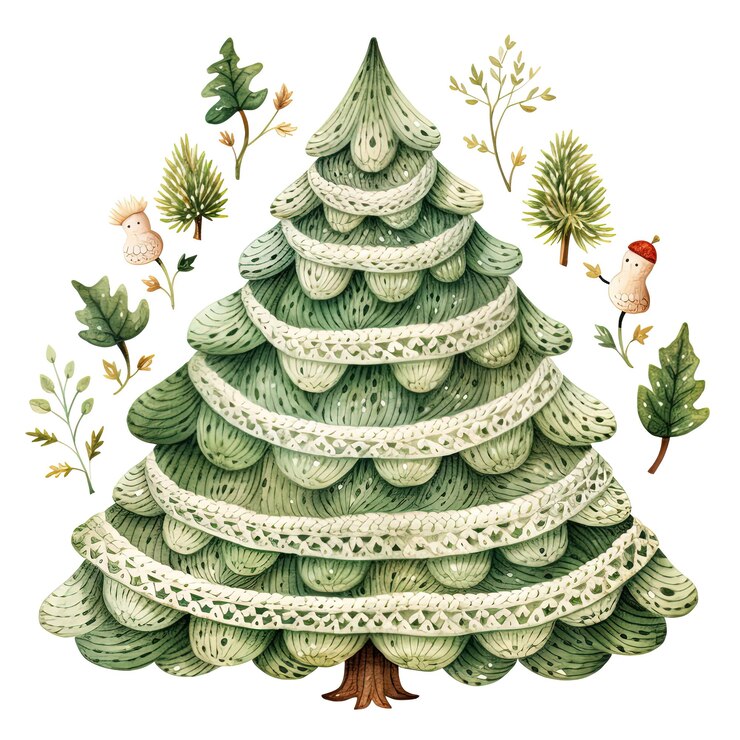 Árbol de Navidad Ilustración en acuarela dibujada a mano sobre un fondo blanco