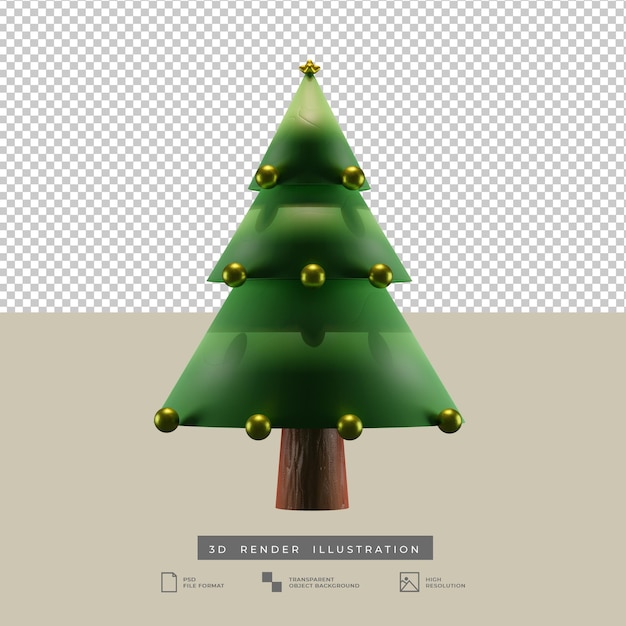 árbol de navidad minimalista con decoración de bolas de oro ilustración 3d