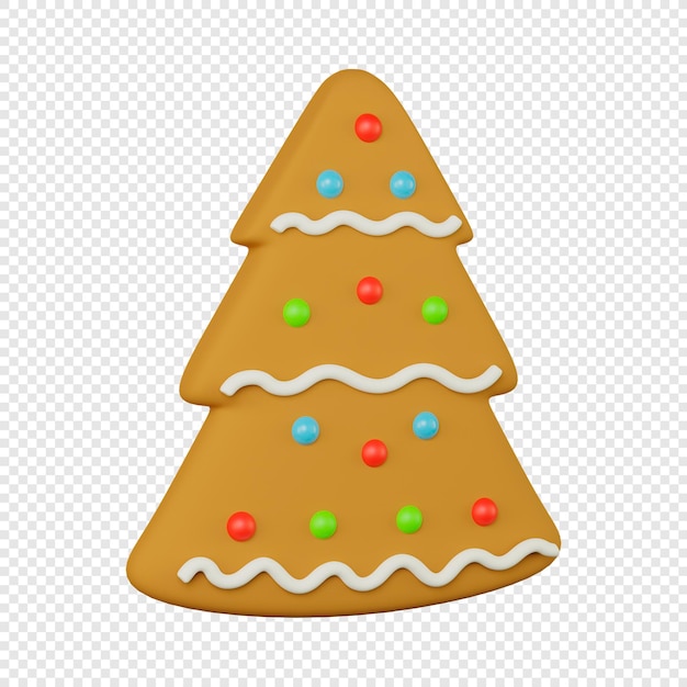 Árbol de navidad de pan de jengibre aislado render 3d