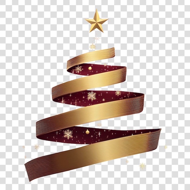 Árbol de Navidad de PNG hecho de cinta dorada diseño de fondo navideño