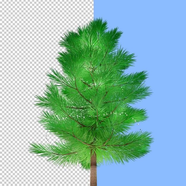 PSD Árbol de navidad realista renderizado 3d árbol de navidad con una guirnalda