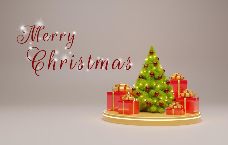 Árbol de Navidad con regalos 3D Render
