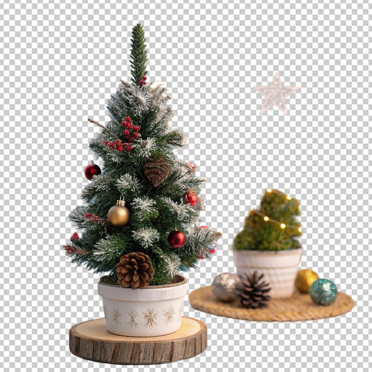 PSD árbol de navidad con regalos rojos en la decoración de la sala de estar para el feliz año nuevo y el concepto de navidad