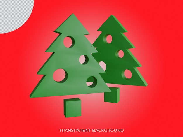 PSD Árbol de navidad renderizado 3d con fondo transparente