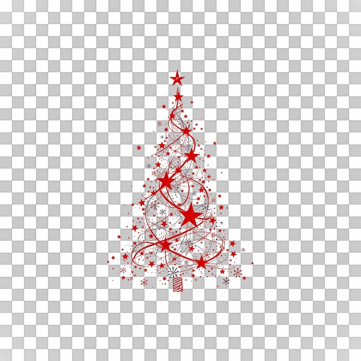 PSD árbol de navidad rojo con estrellas