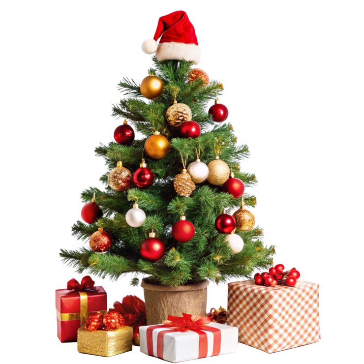 PSD árbol de navidad con sombrero de papá noel