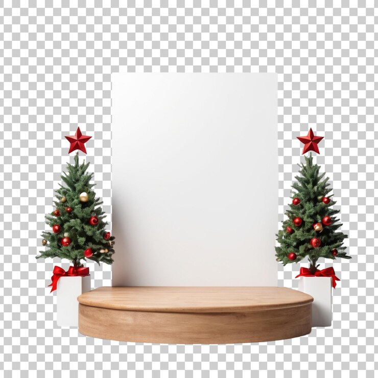 PSD un árbol de navidad con una tabla blanca y una tabla branca con un fondo blanco
