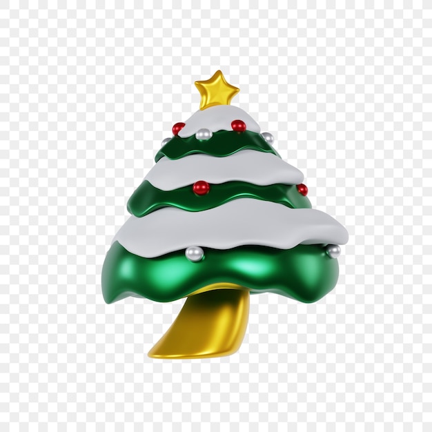 PSD Árbol de nieve de navidad de ilustración 3d