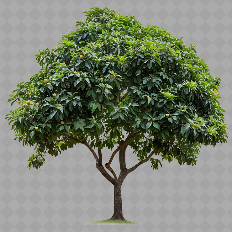 PSD árbol de sapote negro con dosel redondo denso árbol de tamaño mediano árbol png en fondo limpio