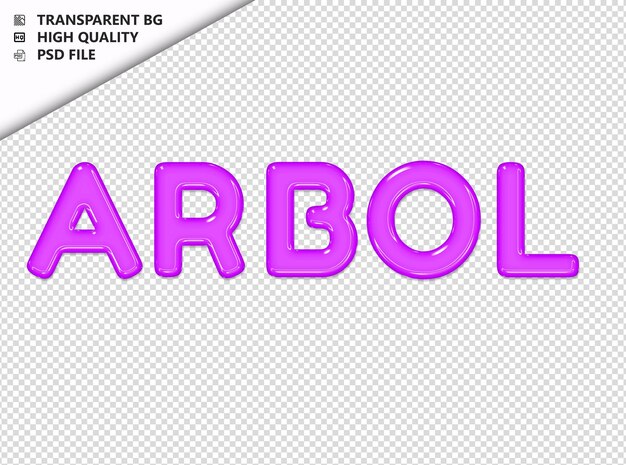 PSD arbol tipografia texto roxo vidro brilhante psd transparente