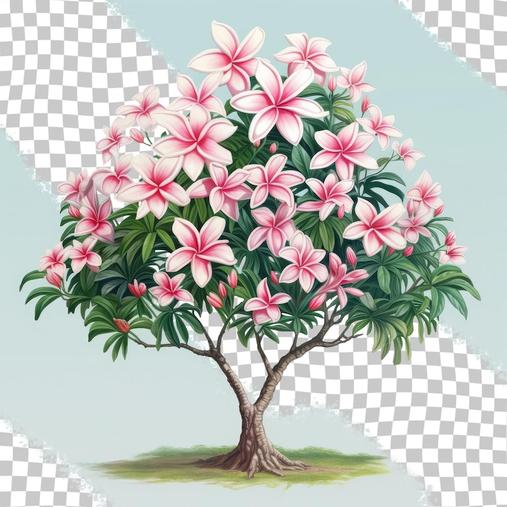 PSD árbol tropical con flores fragantes que forman parte del género frangipani