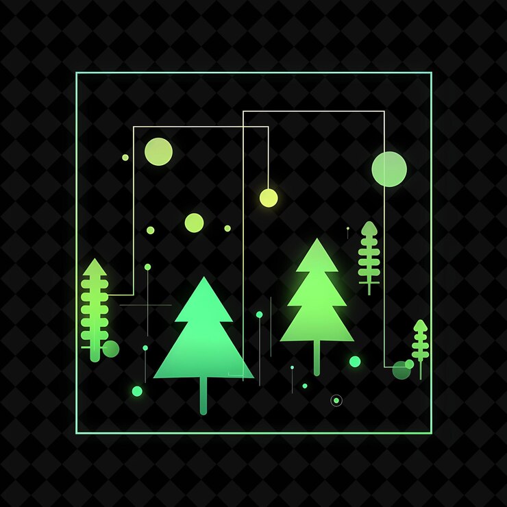 PSD un árbol verde con un fondo verde con un cuadrado verde y un fondo negro con un cuadrada verde