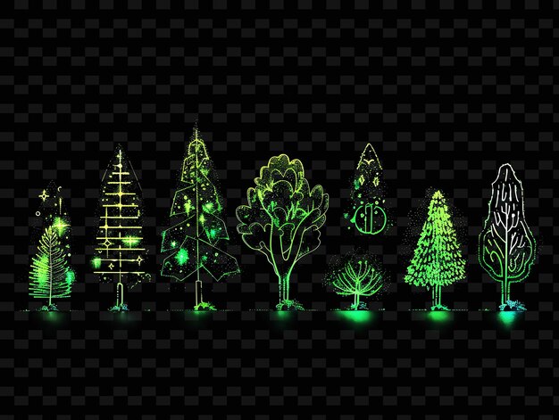 PSD un árbol verde con luces y una luz verde