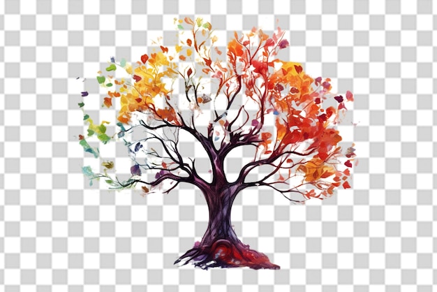El árbol de la vida en colorida primavera acuarela estilo de pintura png transparente