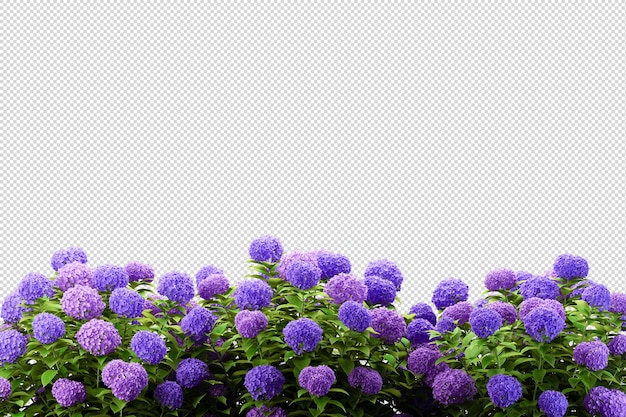 Árboles y flores tropicales en representación 3d aislada
