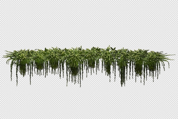 Árboles y flores tropicales en representación 3d aislada