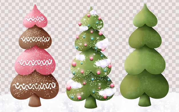 Árboles de navidad en una ilustración de acuarela