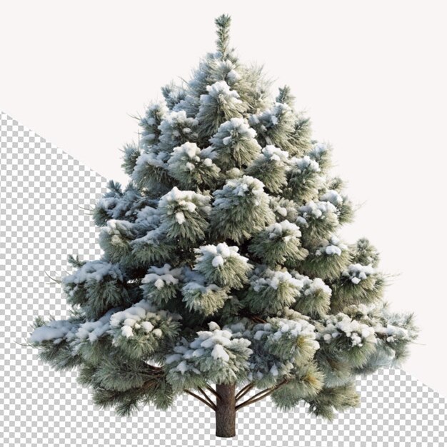 PSD arbre de conifère couvert de neige sur un fond transparent