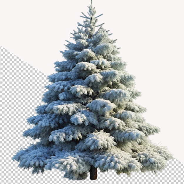 PSD arbre de conifère couvert de neige sur un fond transparent