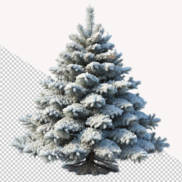 PSD arbre de conifère couvert de neige sur un fond transparent