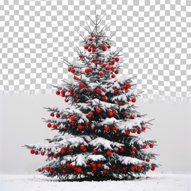 PSD un arbre de noël avec des baies dessus et un fond blanc