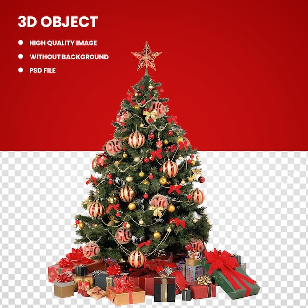 PSD arbre de noël avec des cadeaux