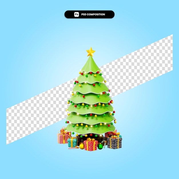 Arbre De Noël Avec Des Décorations Illustration De Rendu 3d Isolé