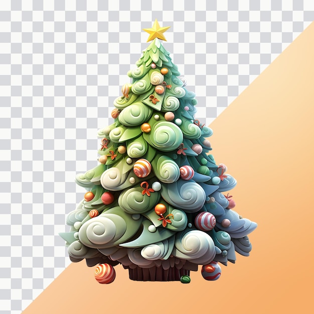 arbre de noël éclairage doux et lisse uniquement png premium psd