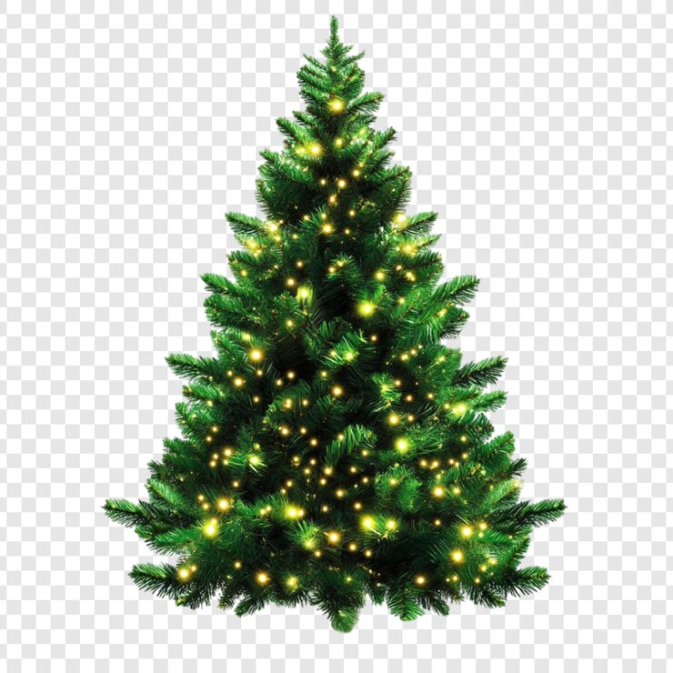 PSD arbre de noël éclairé décor de vacances festive saison d'hiver lumières vertes étincelantes