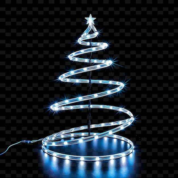 PSD un arbre de noël fait de lumières bleues avec une étoile dessus
