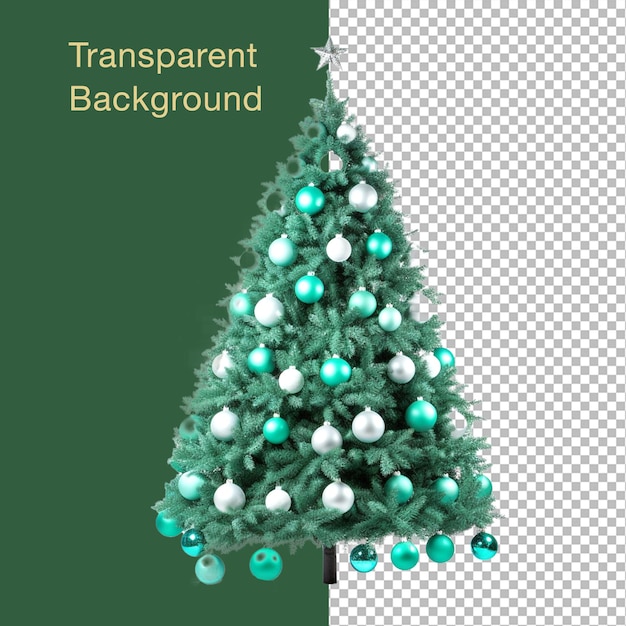 Arbre de Noël PSD avec décoration à fond transparent