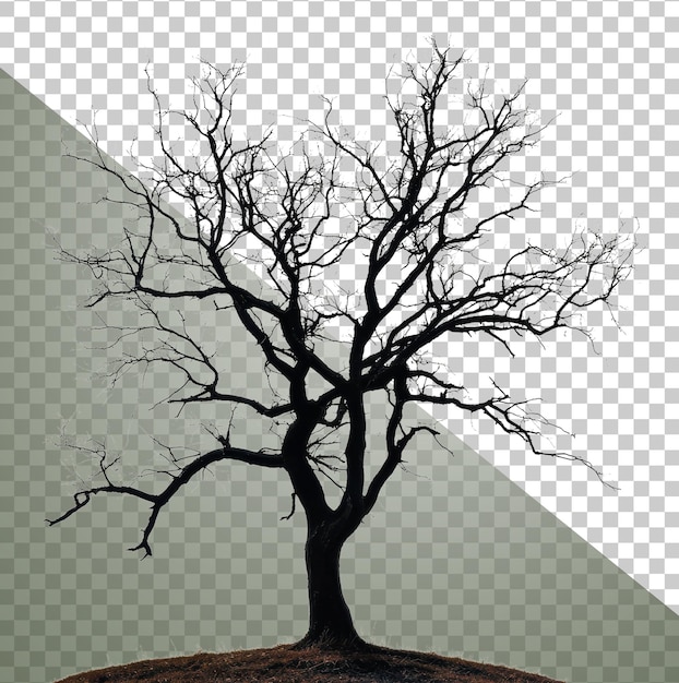 Un arbre nu solitaire sur une colline pendant l'hiver découpé stock png