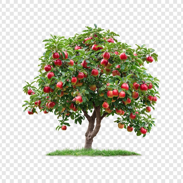 PSD un arbre avec des pommes rouges et un fond blanc