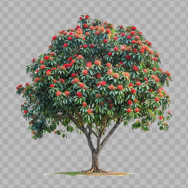 PSD arbre de rambutan avec canopée étalée arbre de taille moyenne et avec clipart isolé png psd no bg