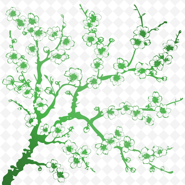 PSD un arbre vert avec des feuilles vertes sur un fond à carreaux