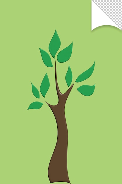 PSD un arbre vert avec des feuilles vertes et un fond vert.