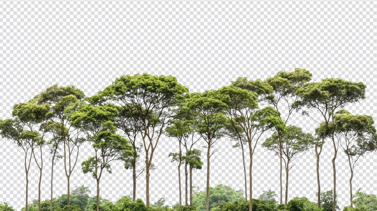 PSD des arbres amazoniens isolés sur fond transparent pour une utilisation dans des projets environnementaux et naturels