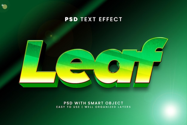 Arbres à feuilles vert style de modèle d'effet de texte modifiable 3d