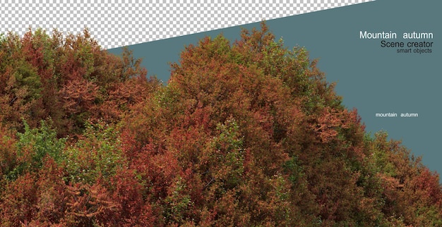 PSD arbres et plantes sur la montagne en automne