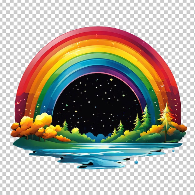 PSD un arc-en-ciel transparent et coloré en png