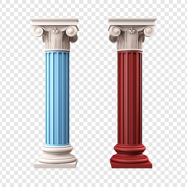 PSD arc de colonne grecque avec un schéma classique de double couleur isolé sur un fond transparent