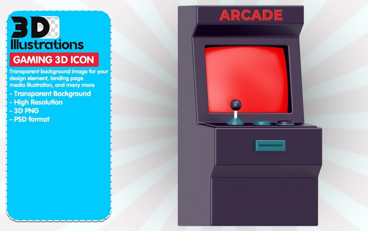 PSD arcade machine front icon 3d render ilustración