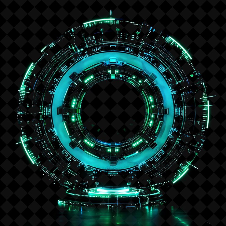 PSD arcane futuristic portal con tecnologia avanzata e hologr png y2k shape neon color collection