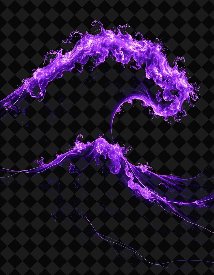 PSD arcane swell waves of pulsing violet hued light surge and crest c y2k inspiredreating um hipnotizante