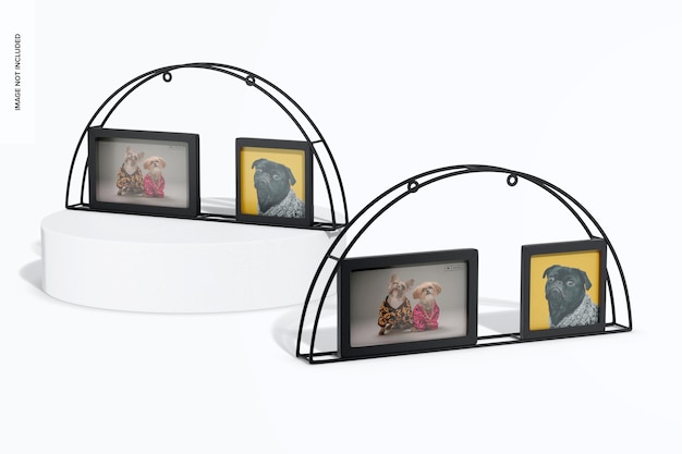 PSD arch photo frame stands mockup