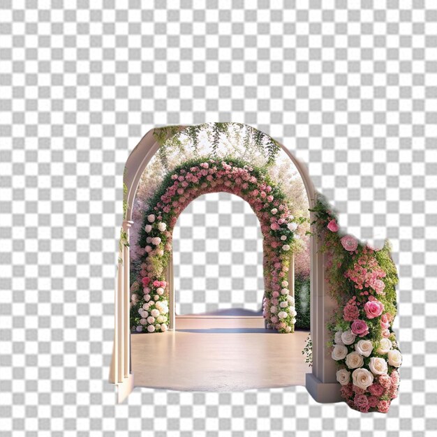 PSD des arches florales uniques pour la vente de sar de nombreuses décorations isolées sur un fond transparent
